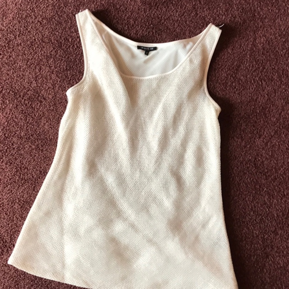 Lafayette 148. Sleeveless linen top. Cream